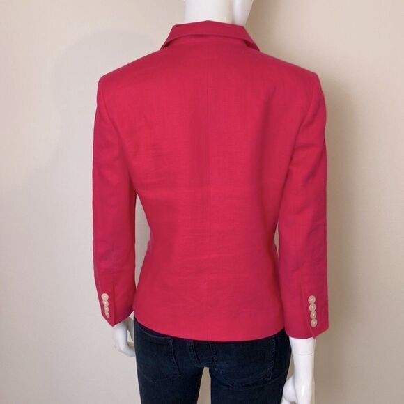 Chaps Ralph Lauren Hot Pink Linen Blazer Jacket Size 4 - Picture 3 of 6